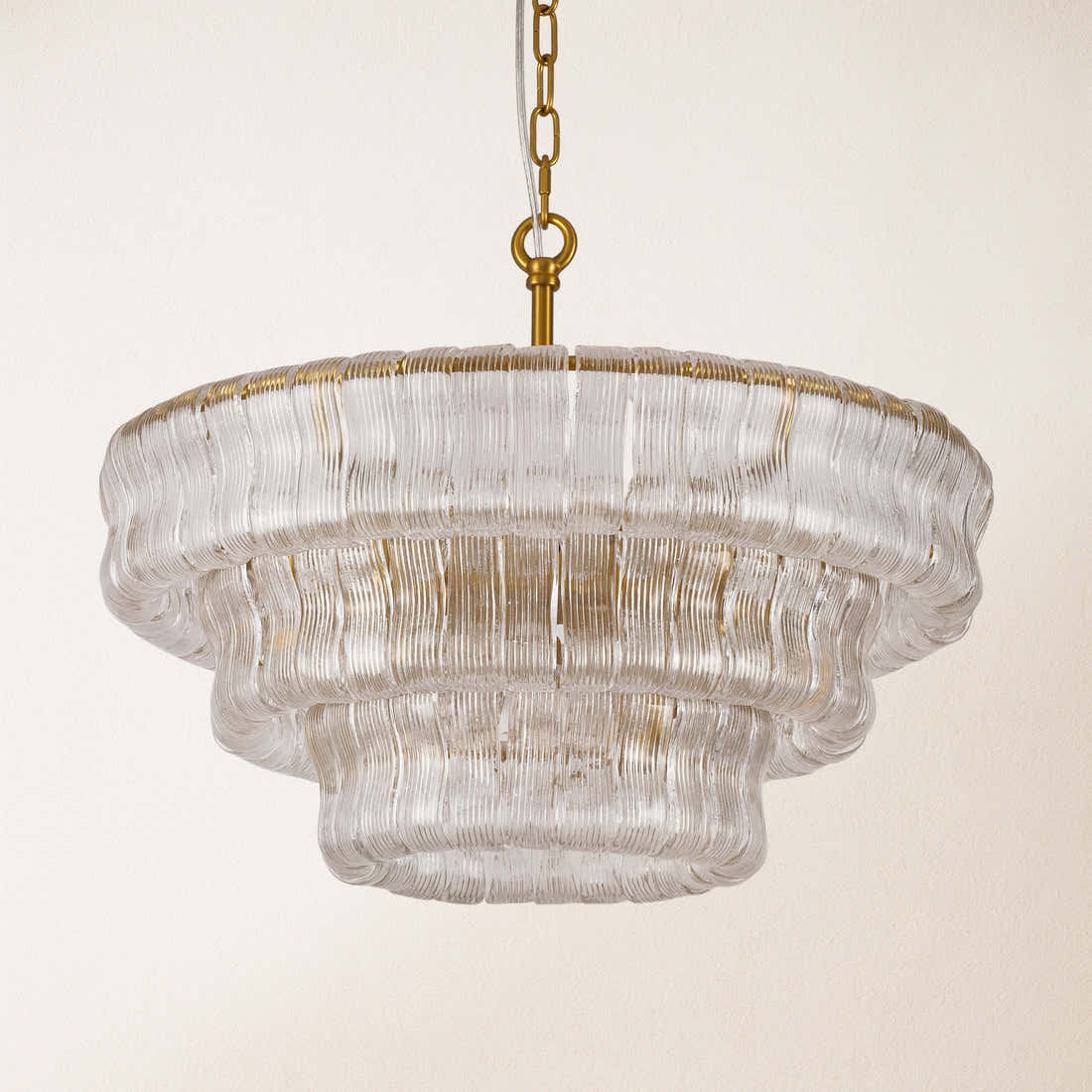 Ondalia Tiered Glass Round Chandelier 24"D