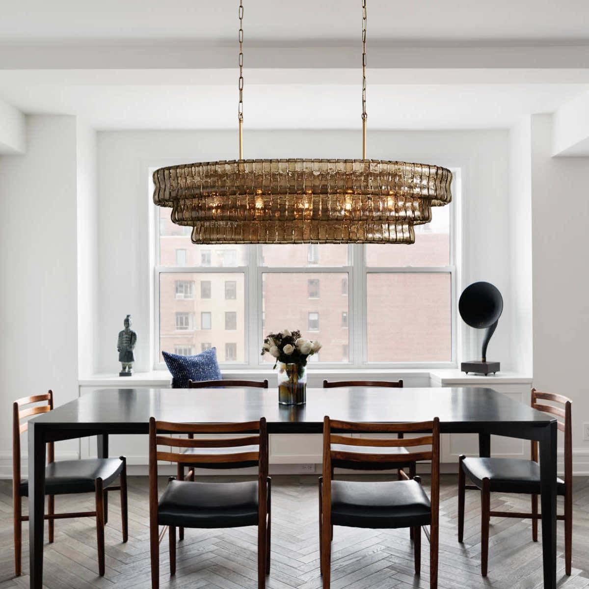 Amor Ghiaccio Glass Oval Chandelier 54"W/65"W