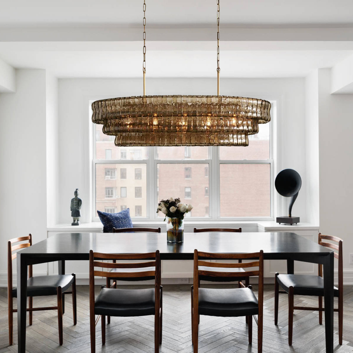 Amor Ghiaccio Glass Oval Chandelier 54"W/65"W