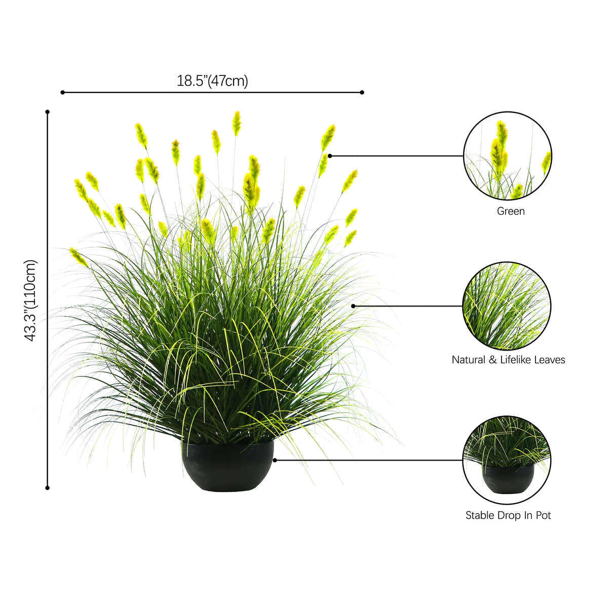 Artificial 36-Head Caterpillar with Curved-Straight Onion Grass Bonsai 43"H