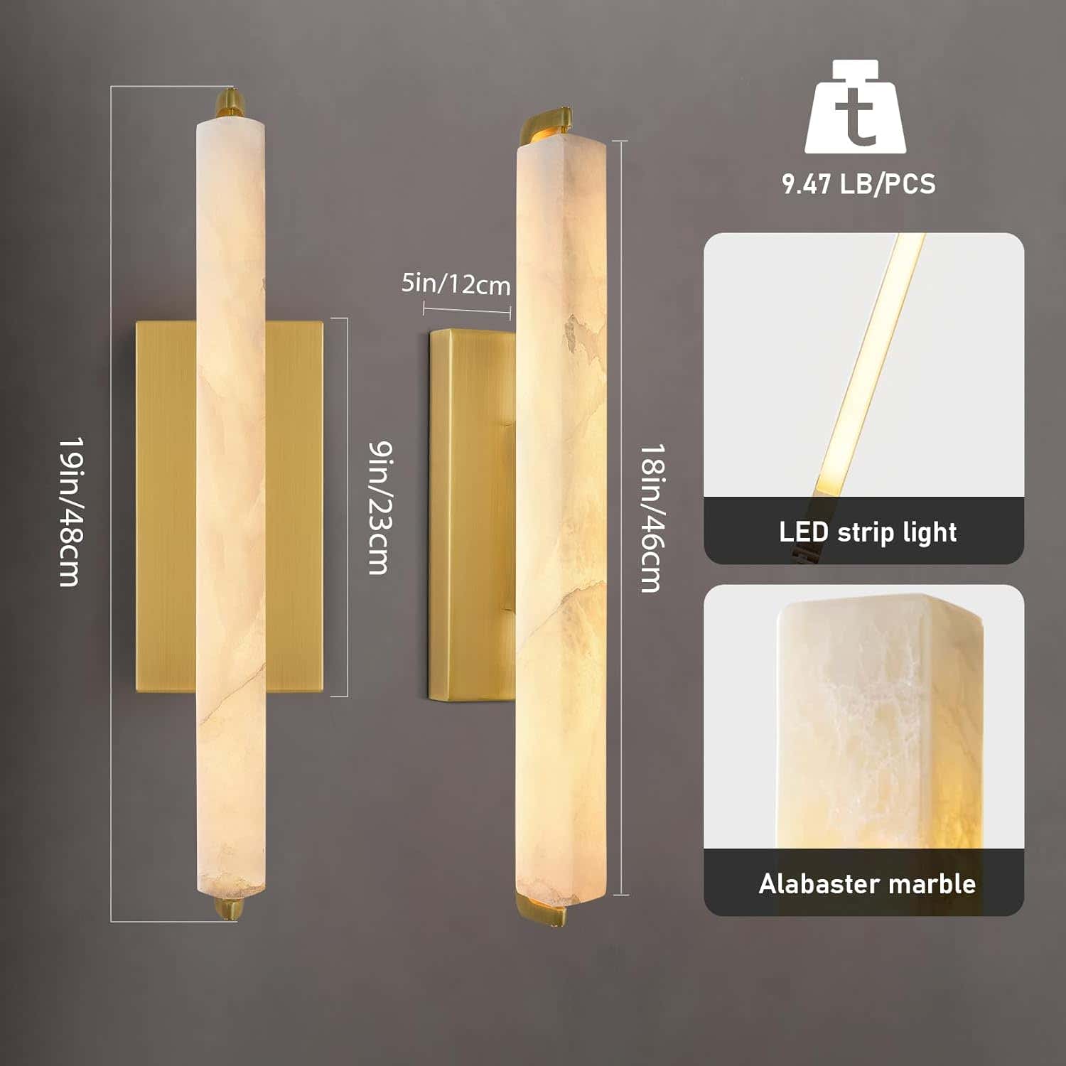 Elegant Alabaster Handcrafted Wall Sconce