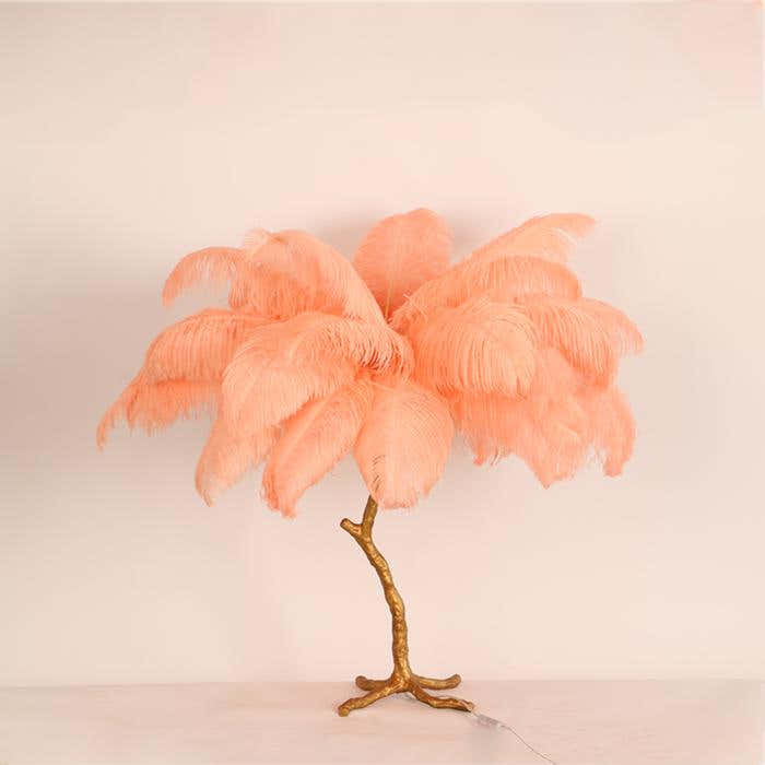 Aisa Featherly Ostrich Feathe Table Lamp