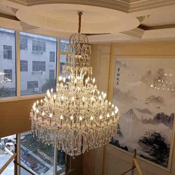 Oversized Luxury Traditional Gold/Chrome Candle Branch Crystal Chandelier