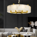 Alabaster Brass Round Chandelier Lighting