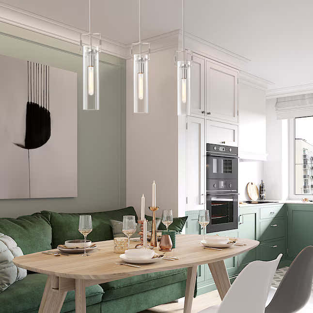 Edvivi 1 -Light Brushed Nickel Modern/contemporary Clear glass Cylinder Small Hanging Pendant Light