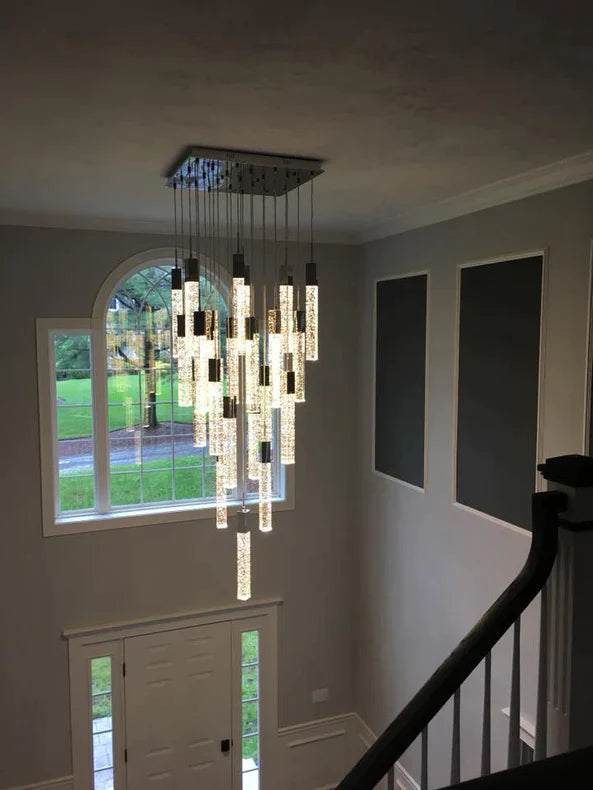 Light Luxury Glacier Bubble Crystsal Chandelier in Gold/Chrome/Black Finish for Staircase/Foyer