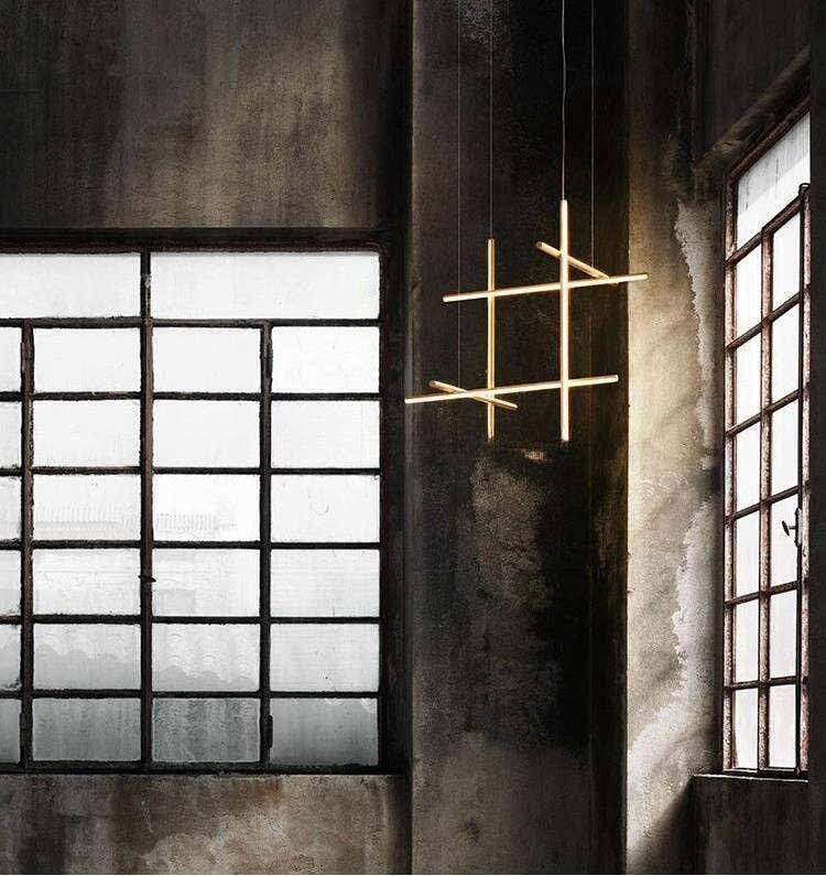 Crossed Aluminum Pendant Light Modern Designer High Ceiling LED Hanging Lights For Living Room Villa