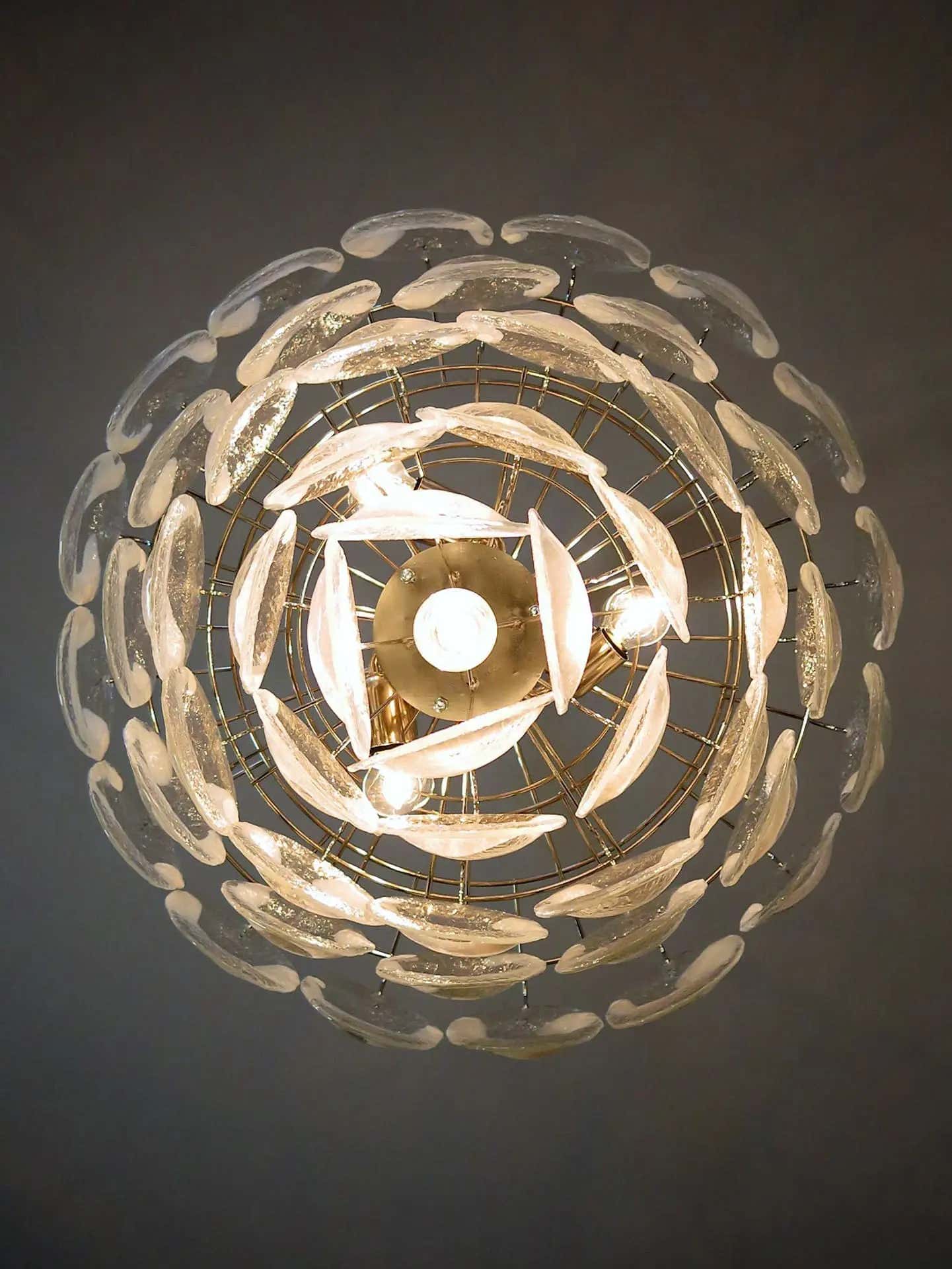Murano Chandelier – 50 Lattimo glass – Transparent
