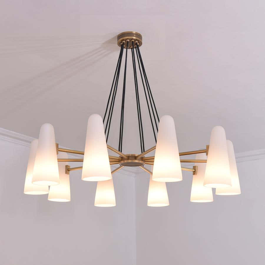 Sulis White Ceramics Round Chandelier 44", 10-lights