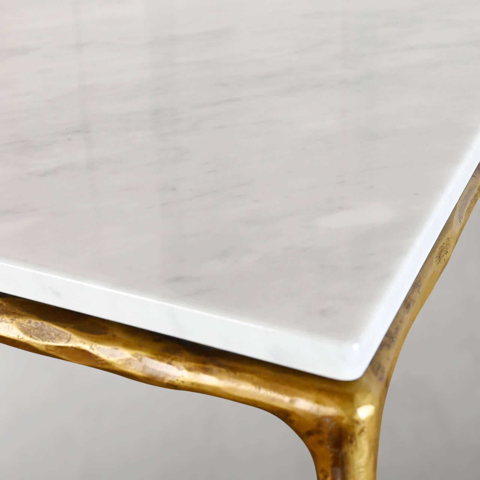 Hand-Forged Metal Rectangle Marble Coffee Table
