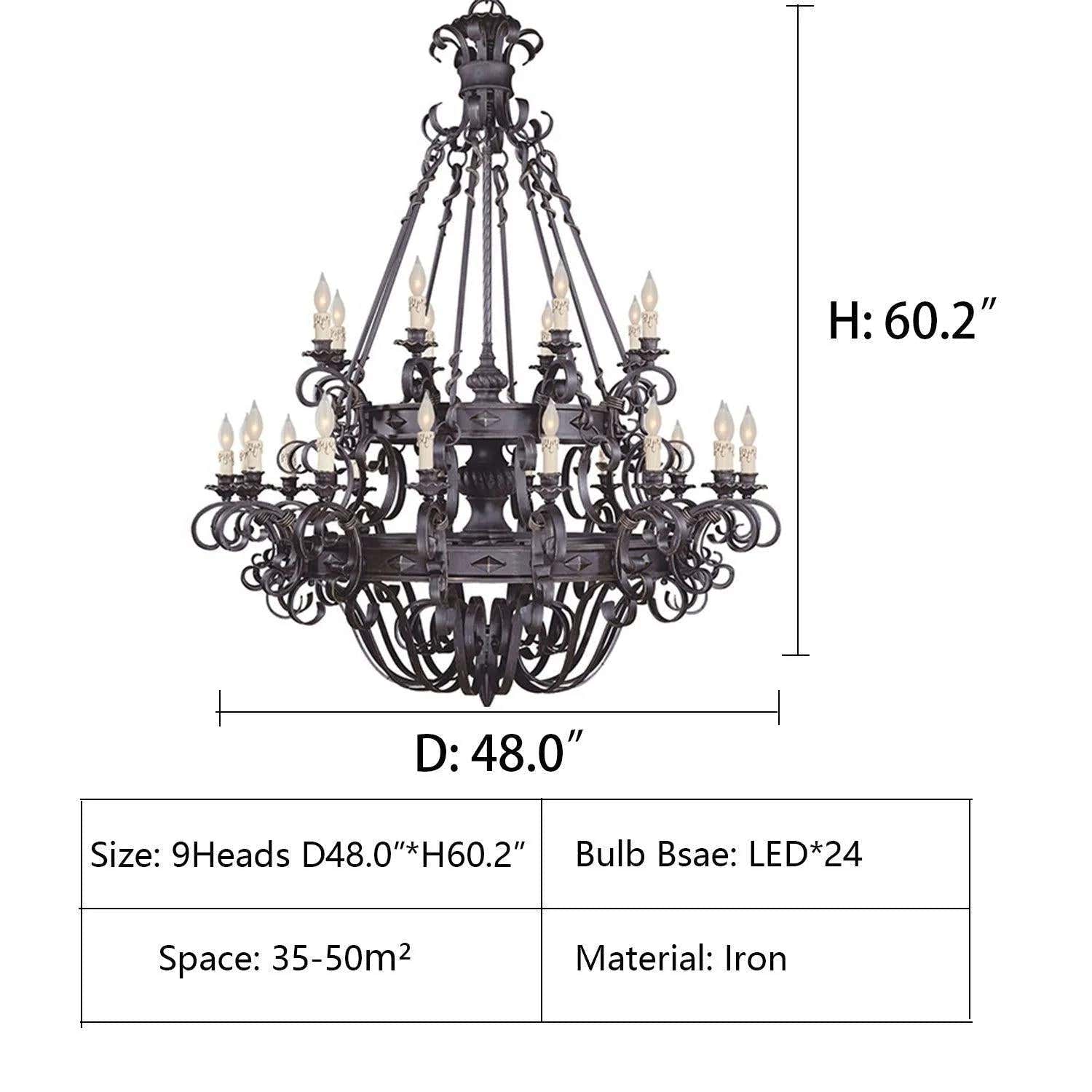 Vintage Iron Simple Candle Art Chandelier