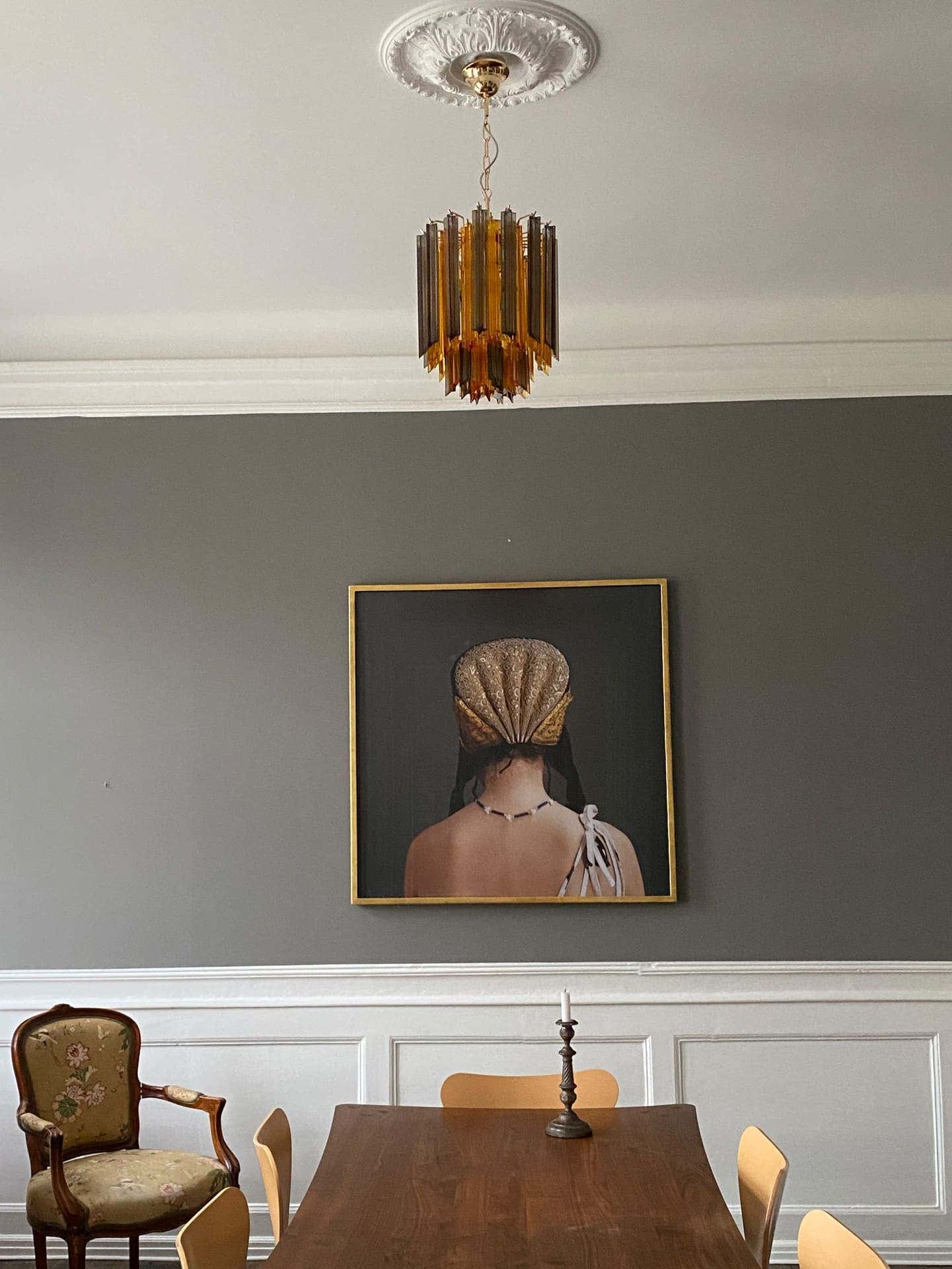 Murano Chandelier – 47 prisms – Amber/Smoked