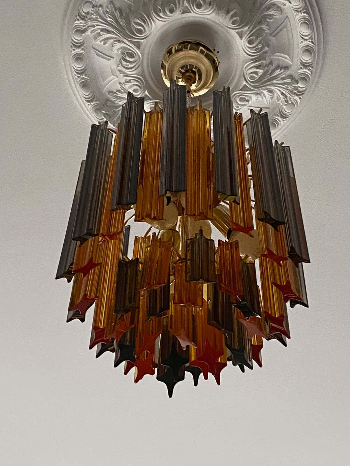 Murano Chandelier – 47 prisms – Amber/Smoked
