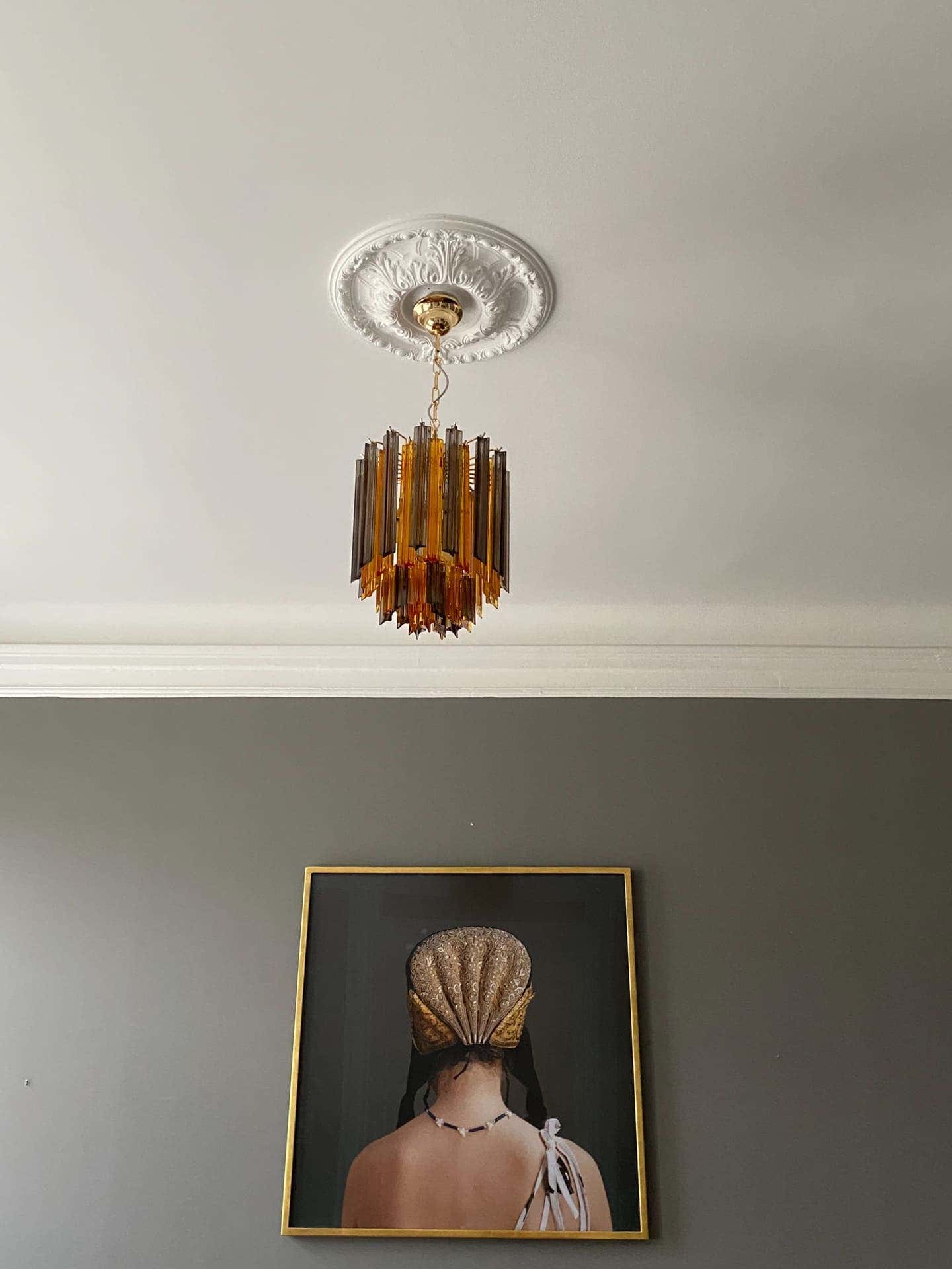 Murano Chandelier – 47 prisms – Amber/Smoked