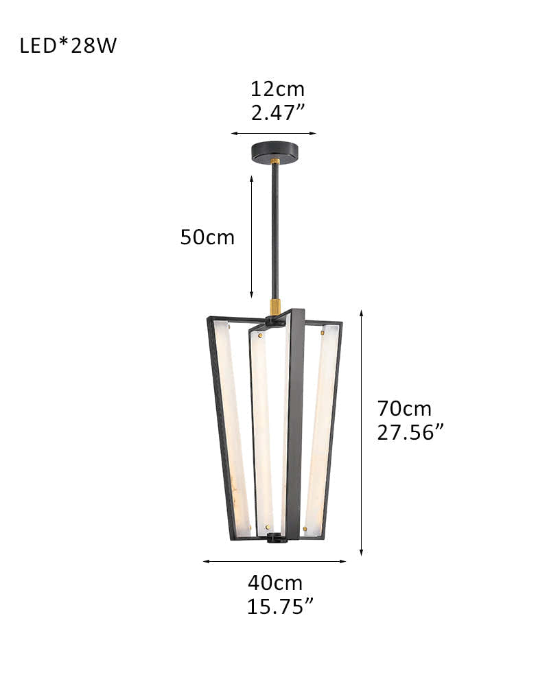 Aged Brass/Black LED Arm Edgemere Cage Collection Linear Pendants Light 16"