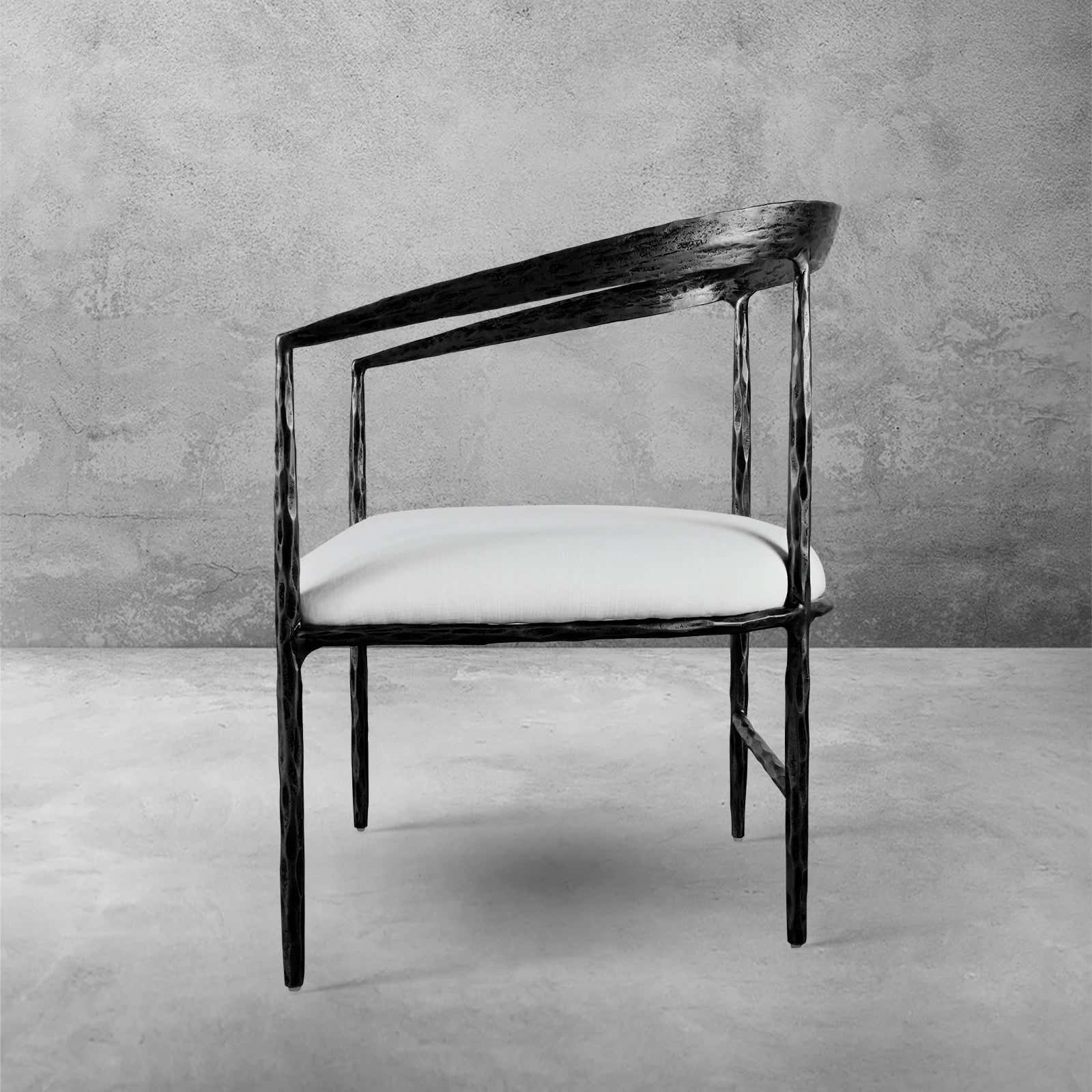 Hand-Forged Metal Curved Chair