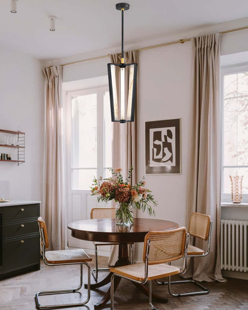 Aged Brass/Black LED Arm Edgemere Cage Collection Linear Pendants Light 16"