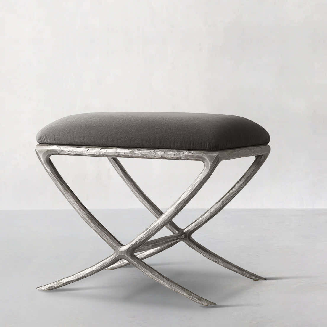 Hand-Forged Metal X-base Stool