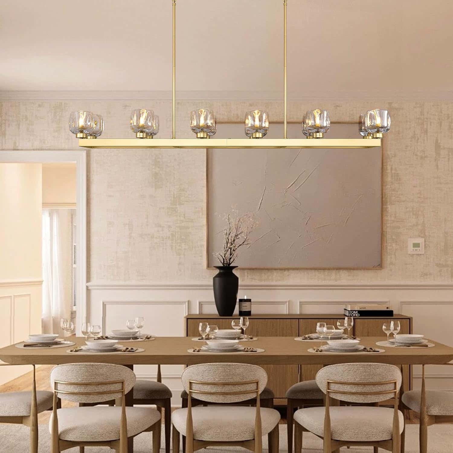 Modern Crystal Rectangle Wagon Wheel Chandeliers