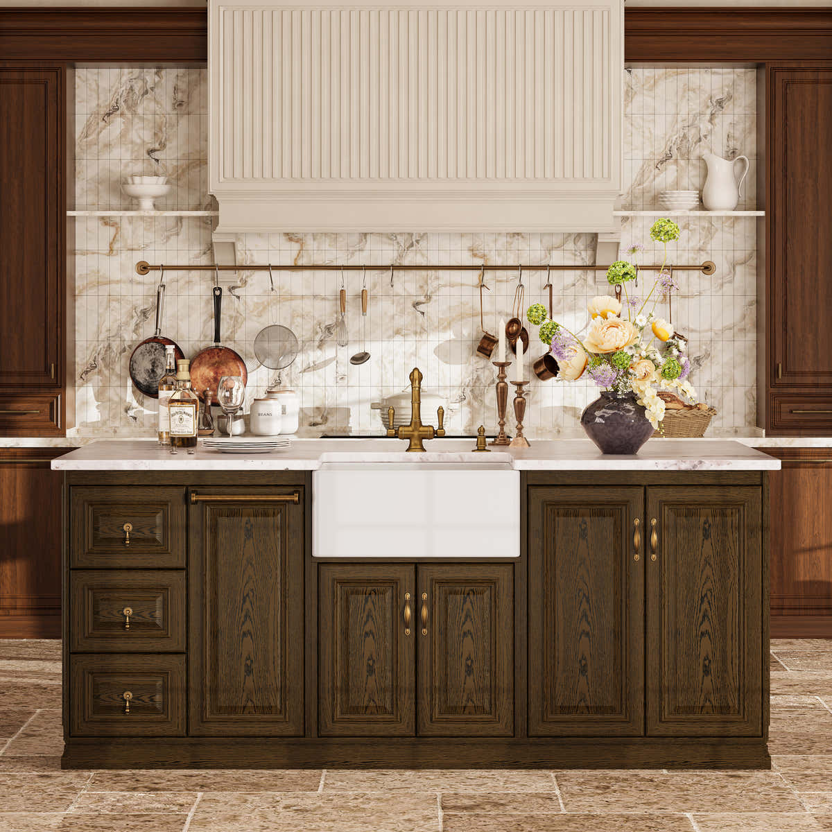 Custom Stone Kitchen Island