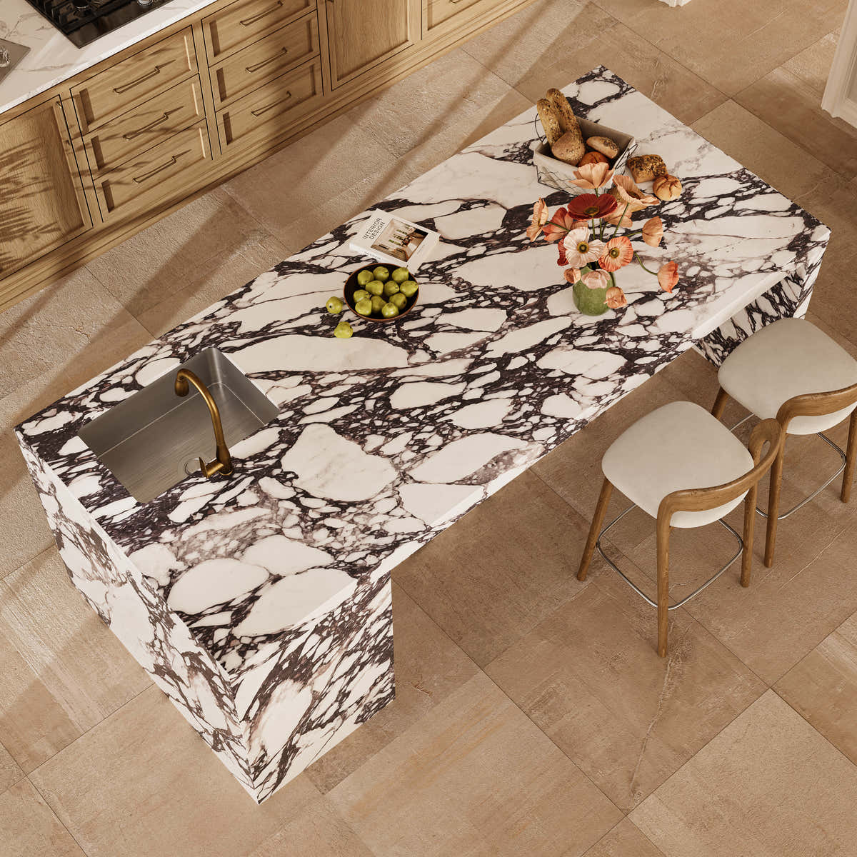 Custom Stone Kitchen Island