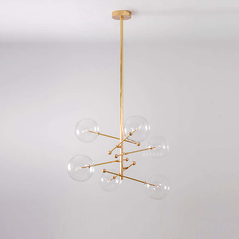 Aero Vertical Glass Globe Chandelier 6 - Light 55.63"
