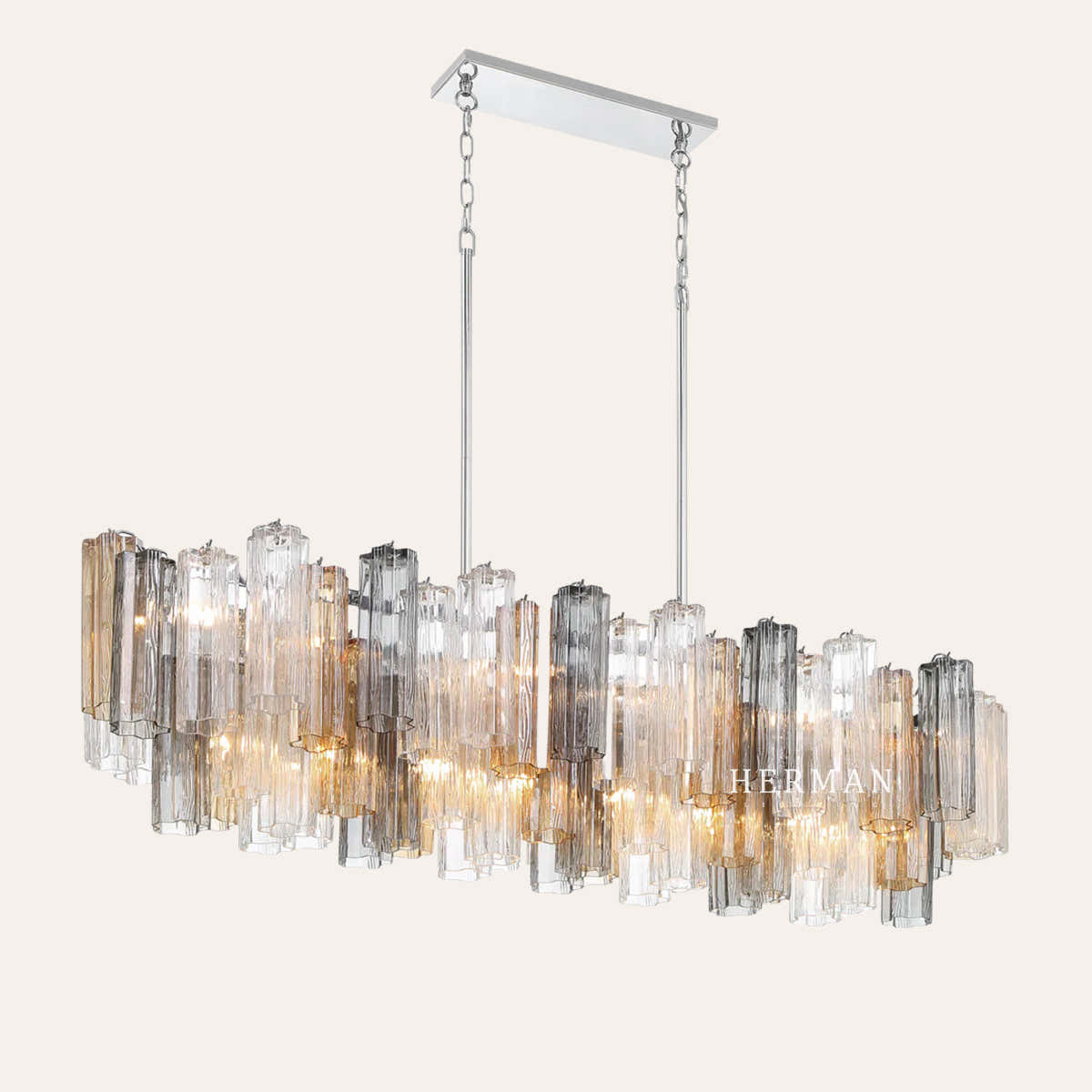 Addis Murano Glass Linear Chandelier 51"