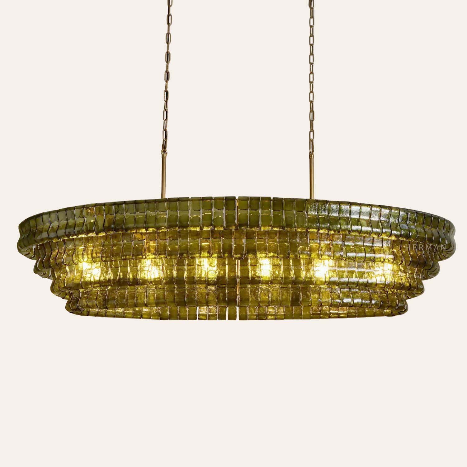 Amor Ghiaccio Glass Oval Chandelier 54"W/65"W