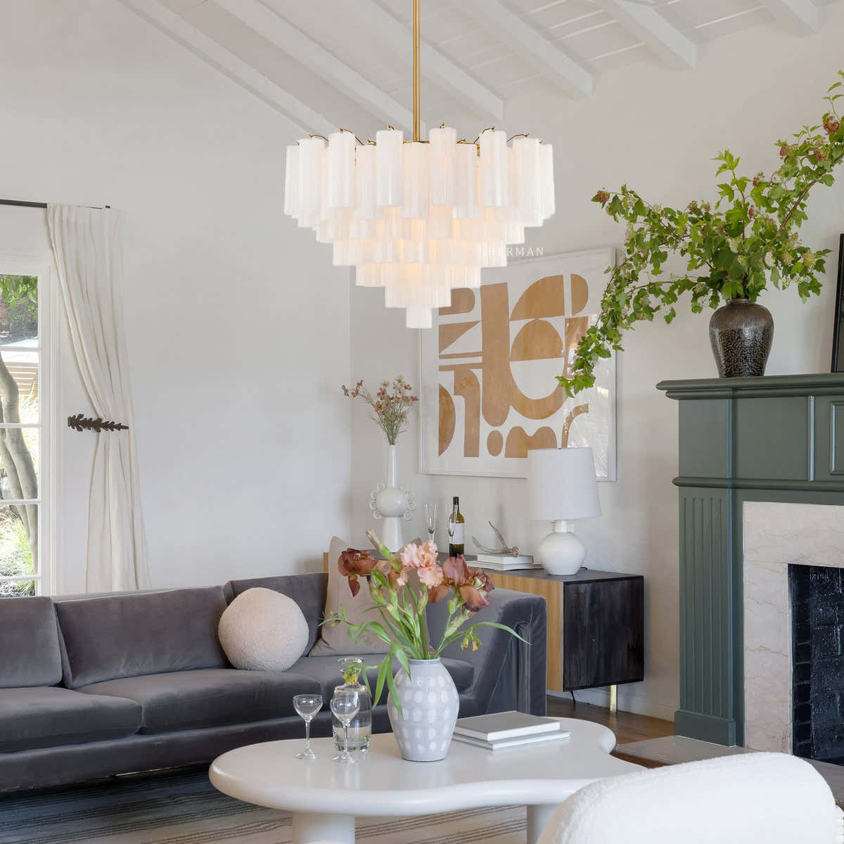 Addis Murano Glass Chandelier 17.8" 19.8" 22" 26.8" 32''D
