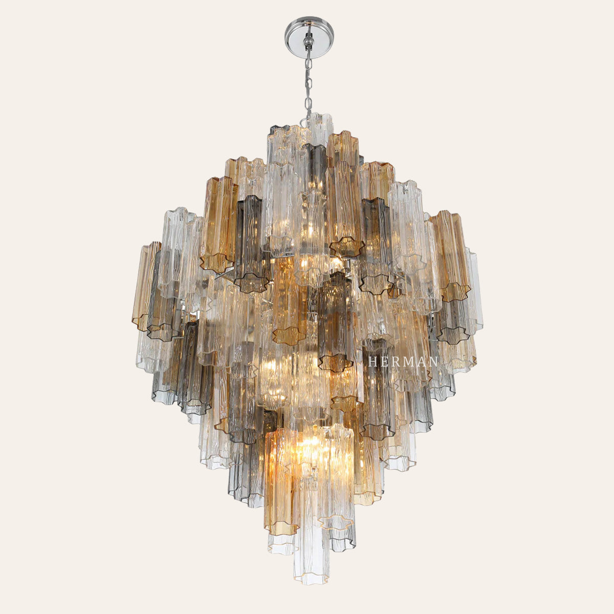 Addis Murano Glass Diamond Chandelier 49"H