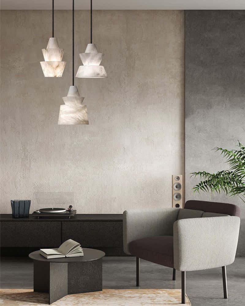 Brianna Alabaster Dining Table Pendant Modern Stacked Conical Pendant Light