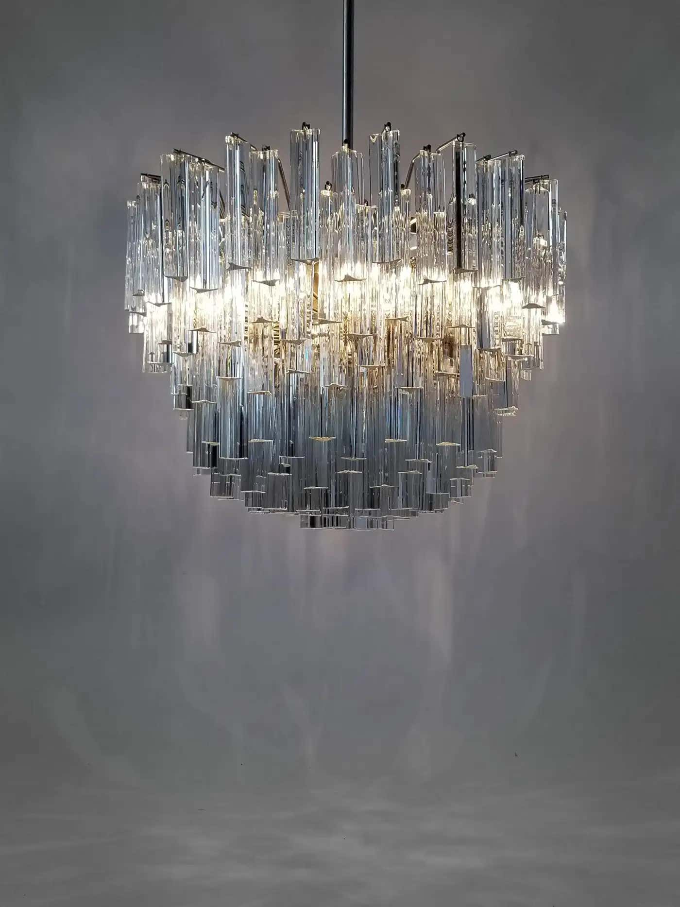 Signed Camer Eight-Tier Glass Prism Chandelier, 1960s, Italia