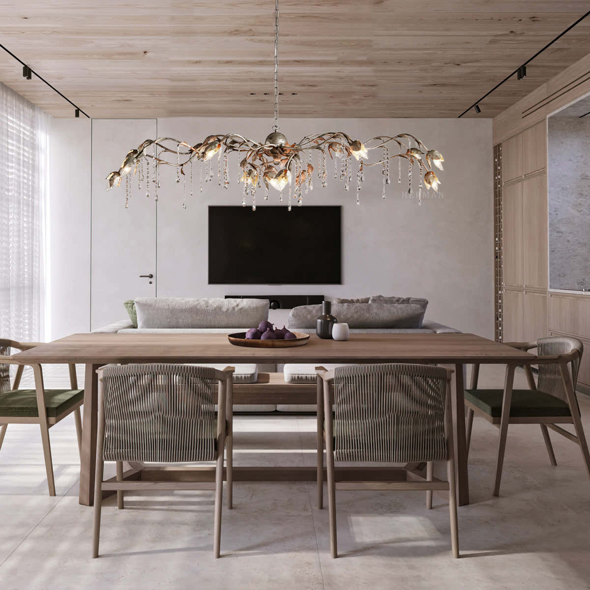 Gothic Viticci Rectangular Chandelier 52 " 61" 71"- Silver