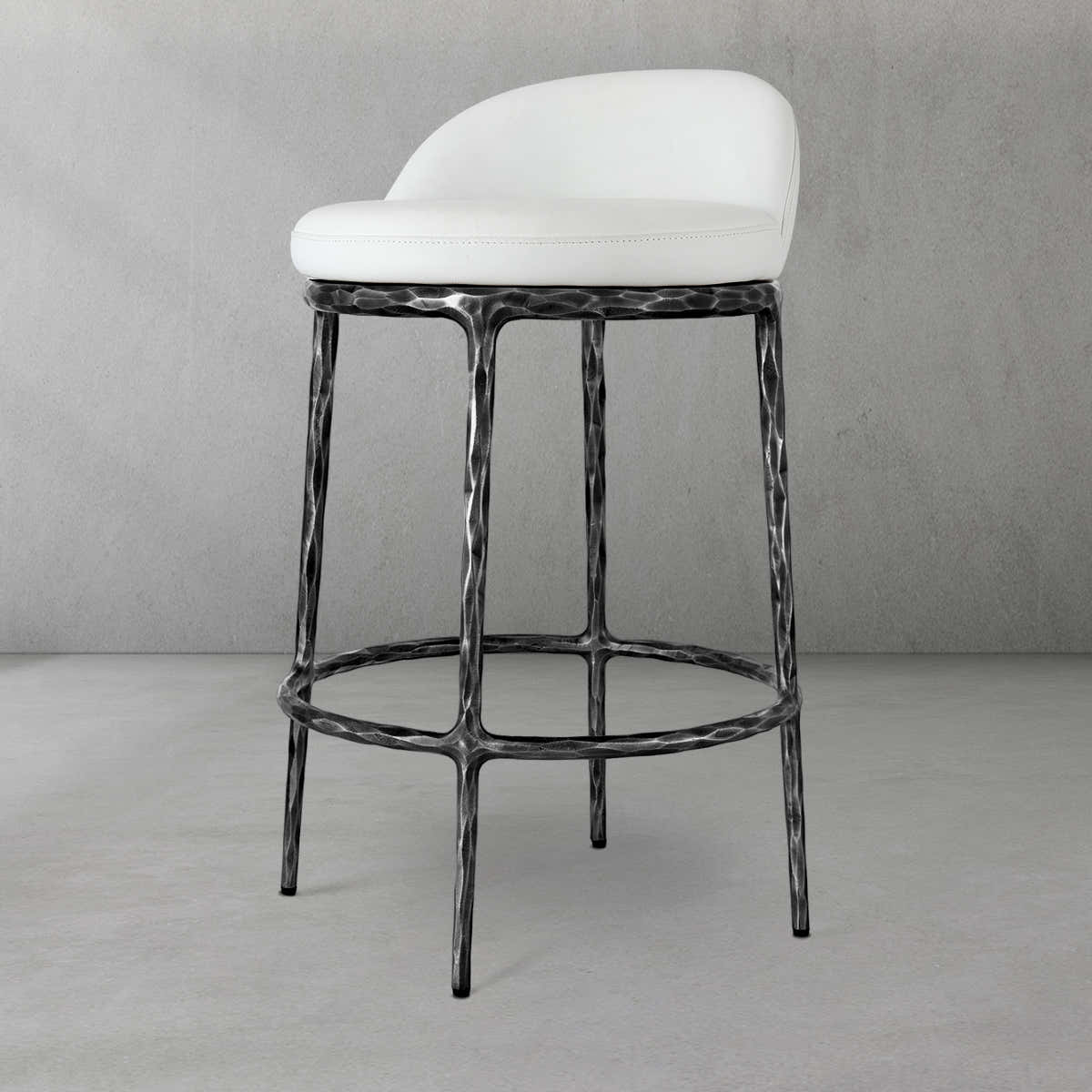 Hand-Forged Metal Bar Swivel Counter Stool