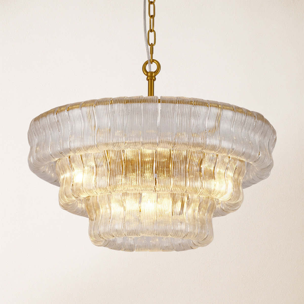 Ondalia Tiered Glass Round Chandelier 24"D