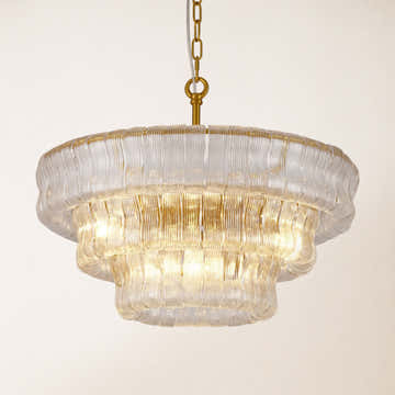 Ondalia Tiered Glass Round Chandelier 24"D
