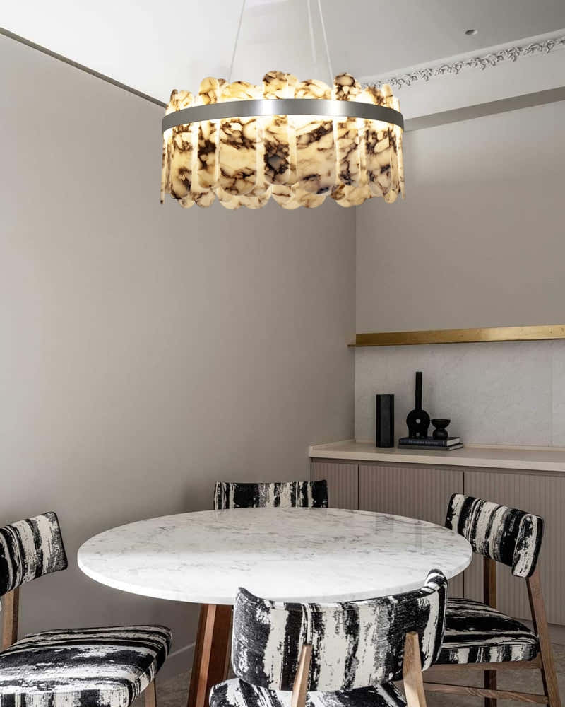 Modern LED Marble Round Chandelier 24" 32"
