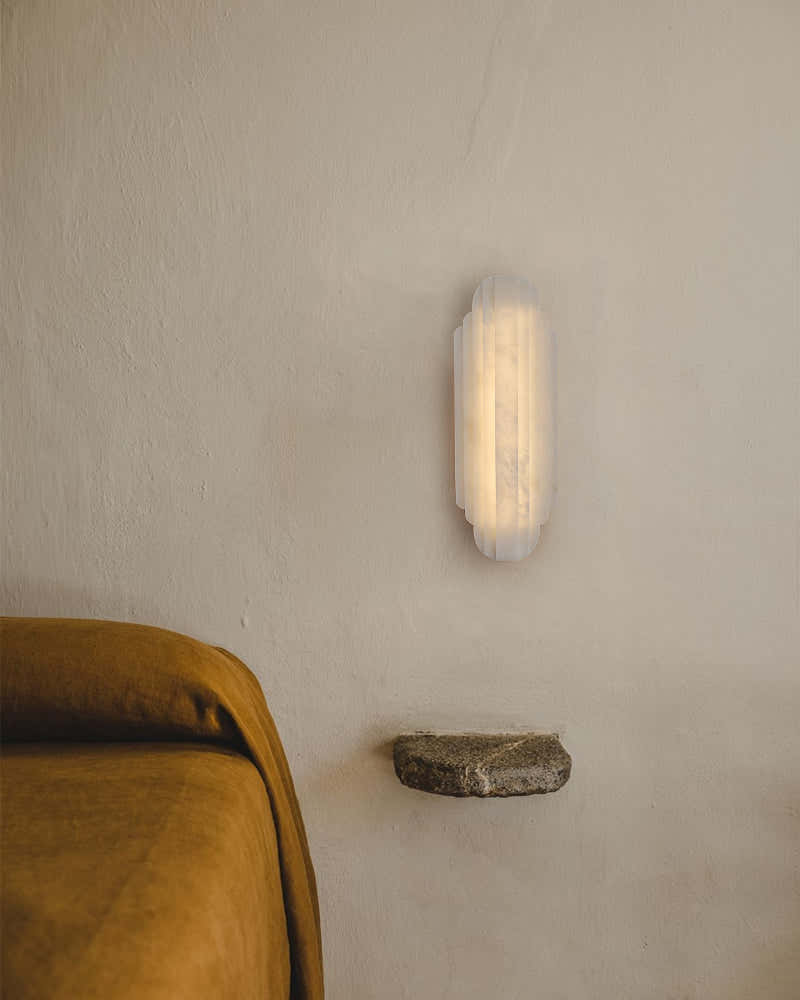 Vanity light fixtures Estelle Alabaster Hillside Flush Mounted Wall Sconces Height 20" 30"
