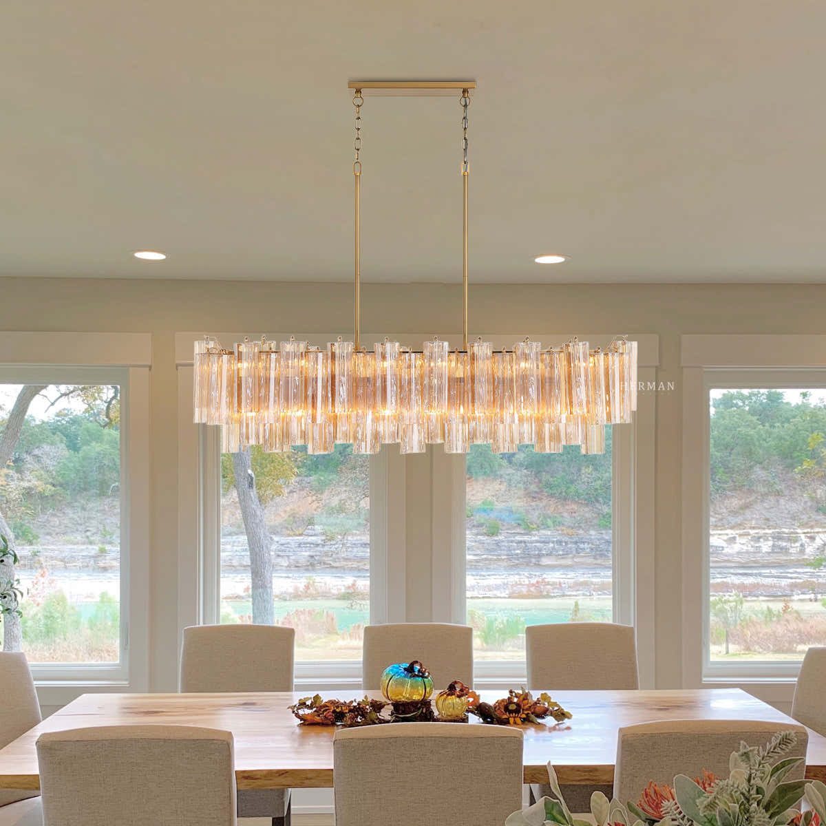 Addis Murano Glass Linear Chandelier 51"
