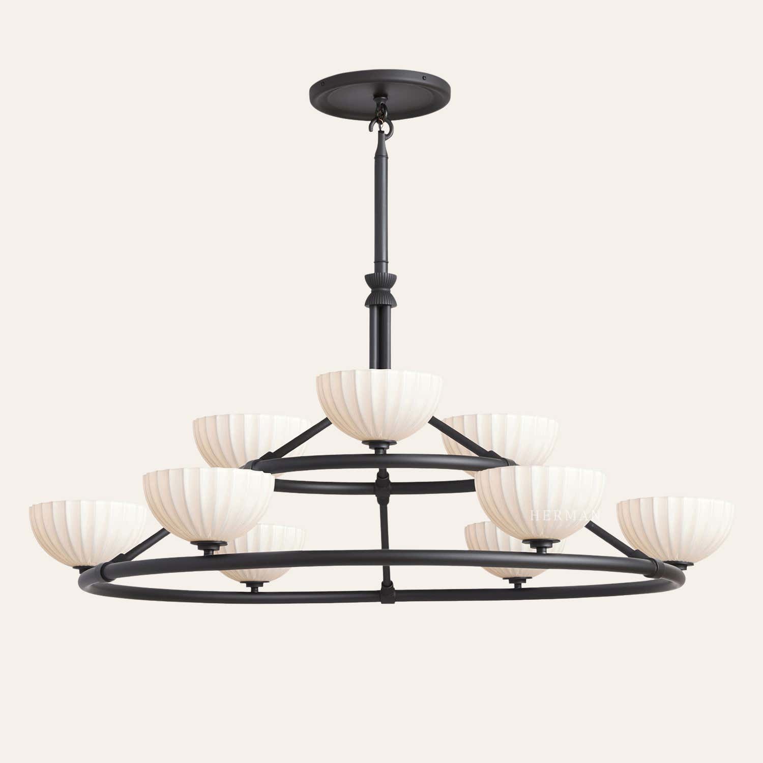 Enzo 48" Glass Double Tier Chandelier