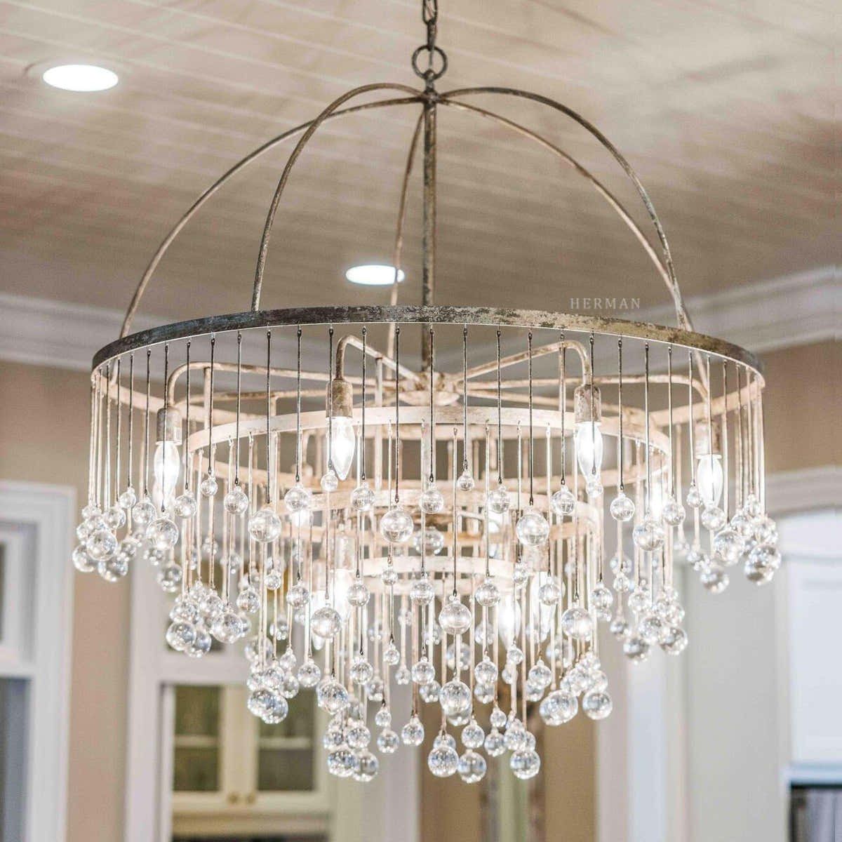 Aubrey Modern Crystal Ball 4 Tier Chandelier 37"