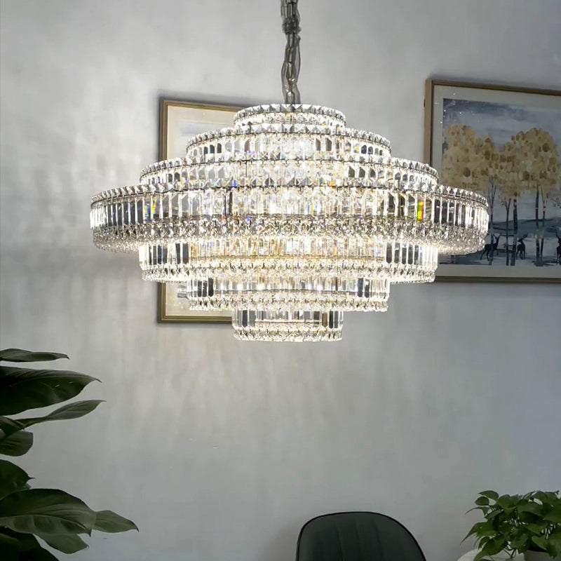 Luxury Cake Shape Living Room Crystal Chandelier