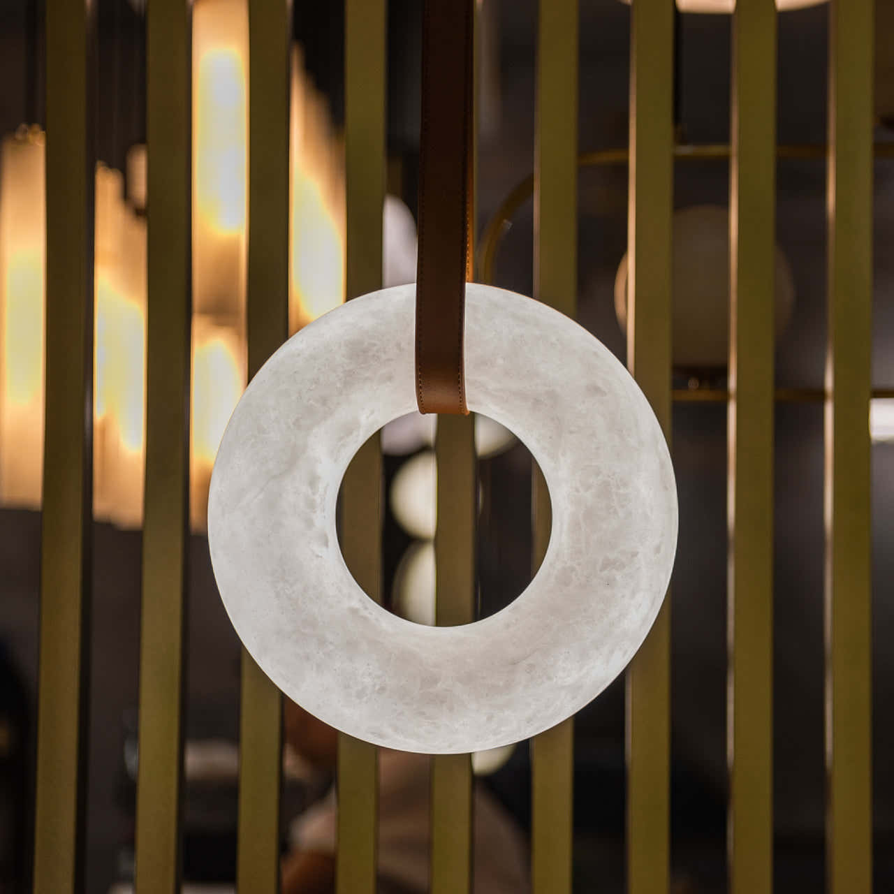 Alabaster Pendant Alabaster Chandelier, Halo Ring Chandelier