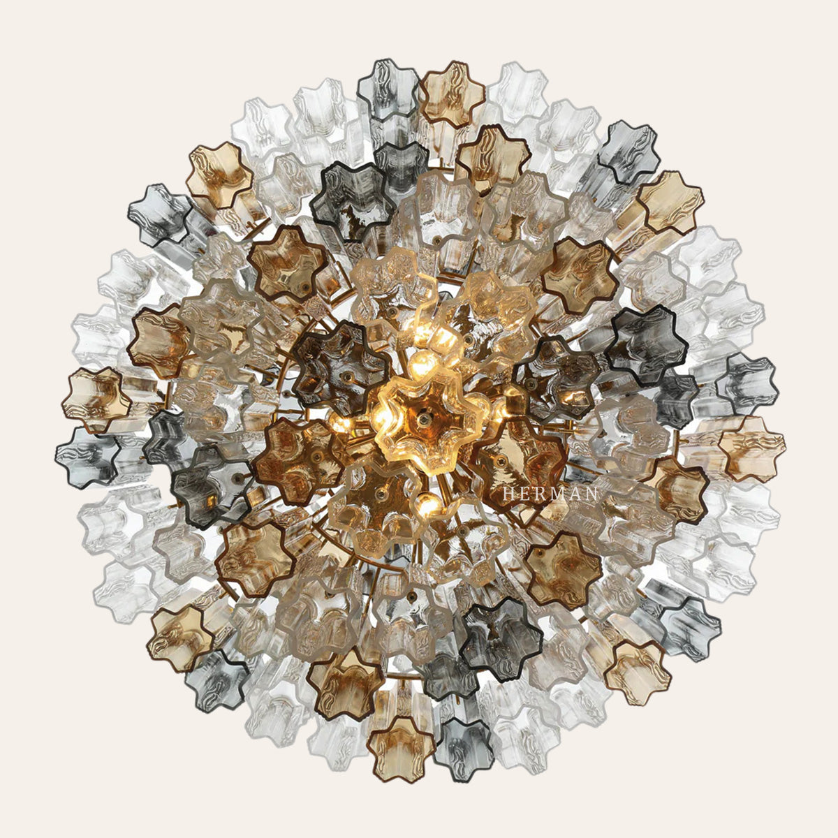 Addis Murano Glass Diamond Chandelier 49"H