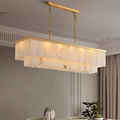 Alabaster Brass Rectangular Chandelier