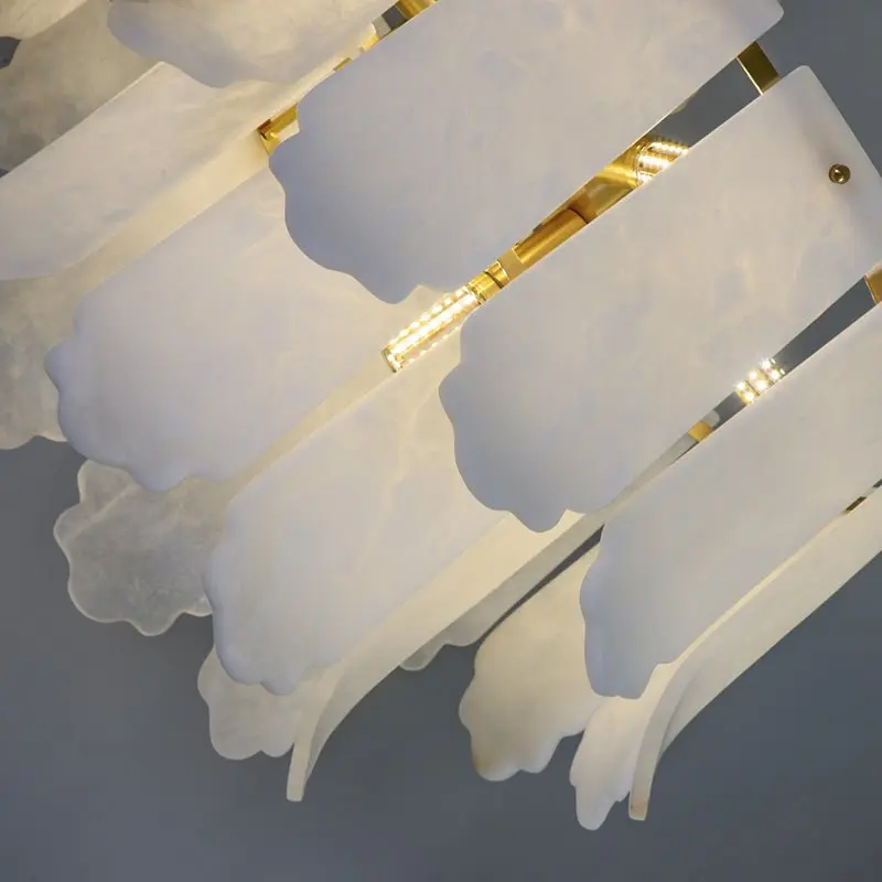 Alabaster Brass Multi-Layer Chandelier Lamp