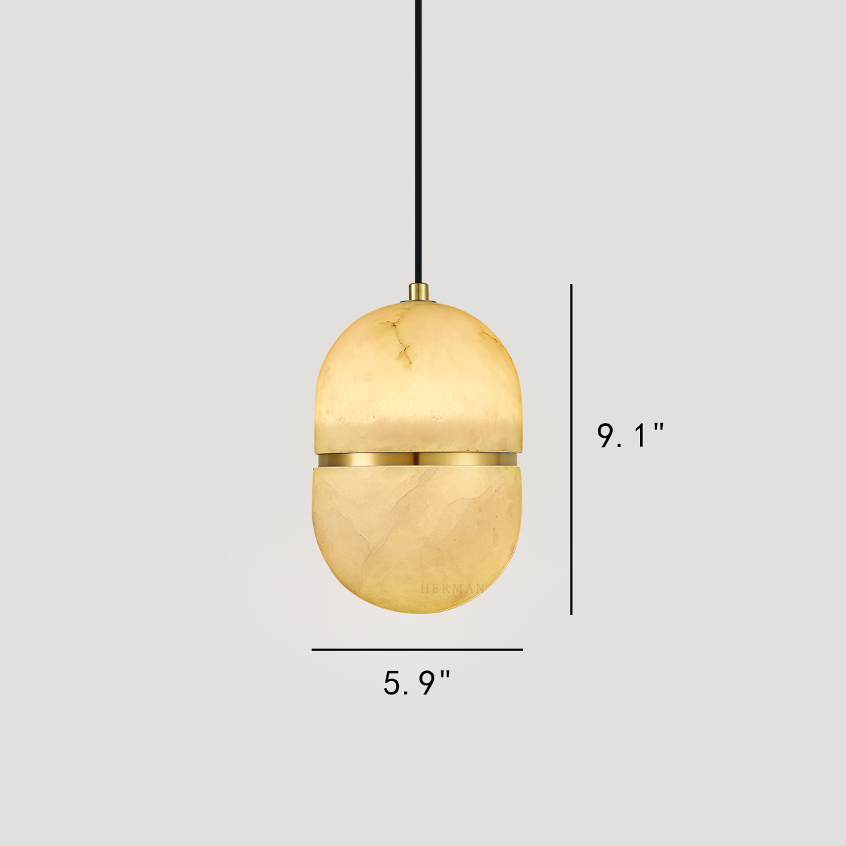 Alabaster Oval Pendant 5.9" D 7.1" D