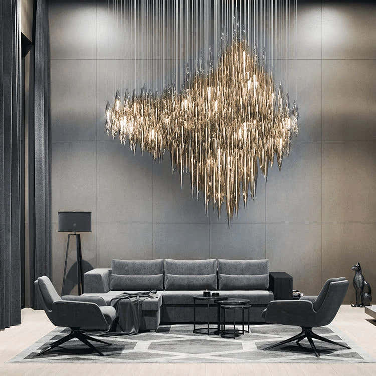 Modern Style Indoor Decoration Large Project Hotel Lobby Villa Staircase Glass Chandelier Lighting