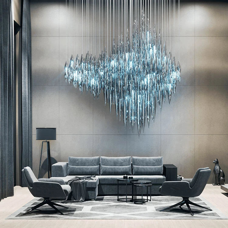 Modern Style Indoor Decoration Large Project Hotel Lobby Villa Staircase Glass Chandelier Lighting