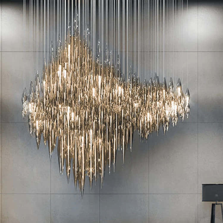 Modern Style Indoor Decoration Large Project Hotel Lobby Villa Staircase Glass Chandelier Lighting